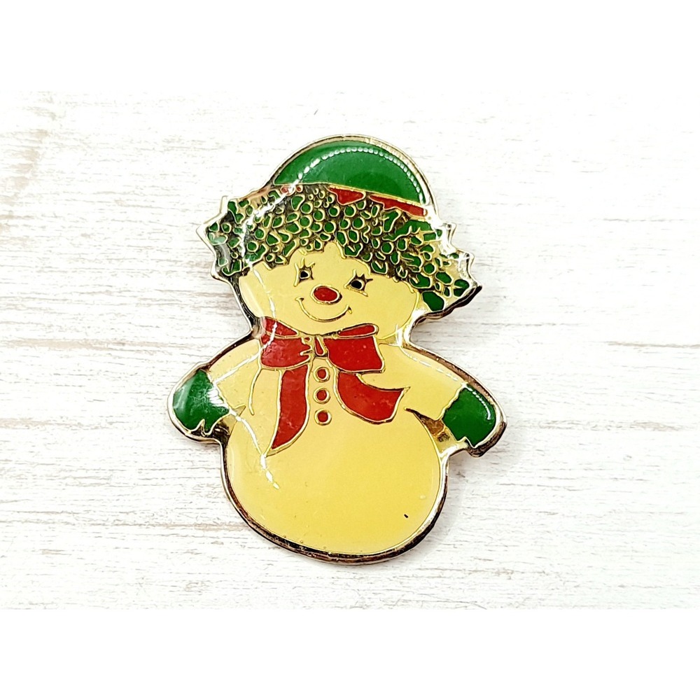 Vintage Christmas Snowman Pin Festive Holiday Jewelry